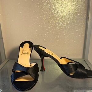 BRAND NEW Christian Louboutin Black Satin Heels
